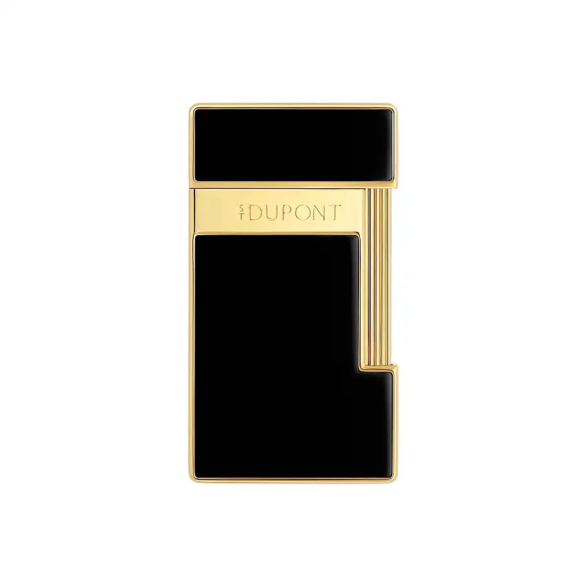 S.t.dupont accendino gas Slimmy Argento oro e nero laccato 028222