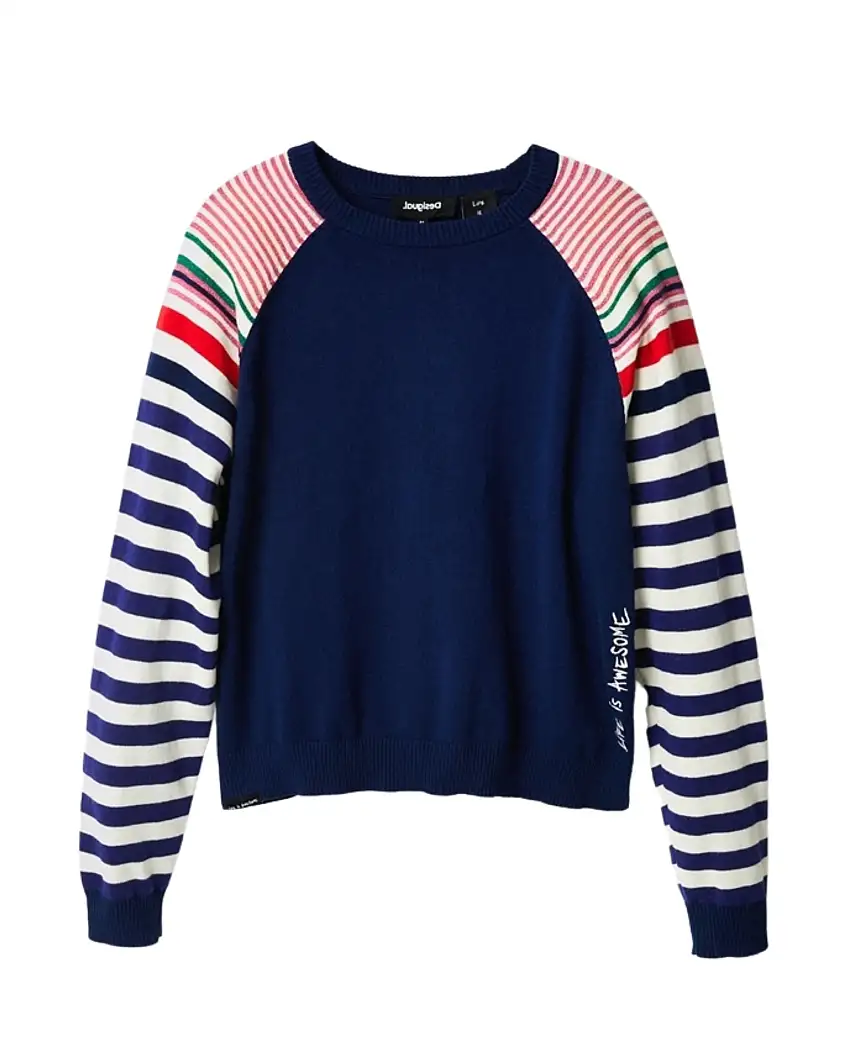 Desigual Base Blu Con Righe Vari Colori Lurex Multicolore Donna