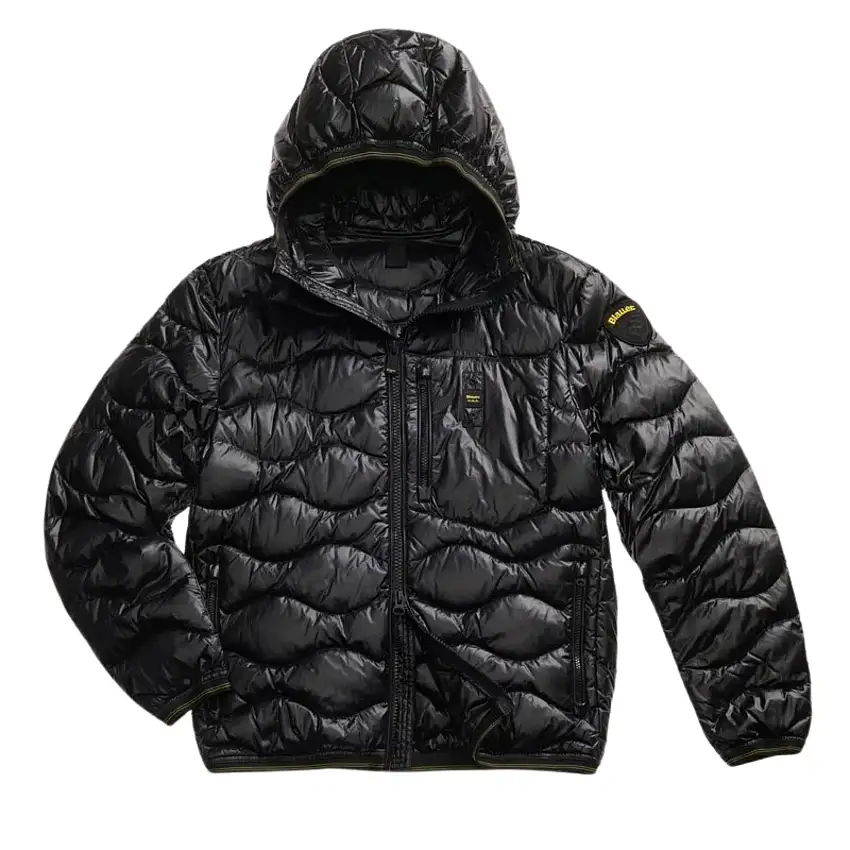 Blauer Giubbino Corto Wave Trama Onda Orizzontale Nero Uomo