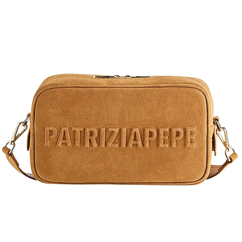 Patrizia Pepe Mini Borsa a Tracolla in Pelle Marrone Natural Donna