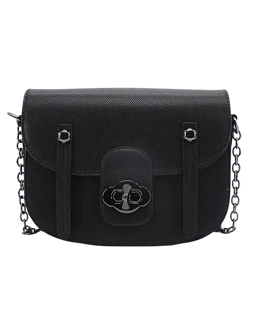 Manila Grace Tracolla Shulder Poppy Ecopelle Nero