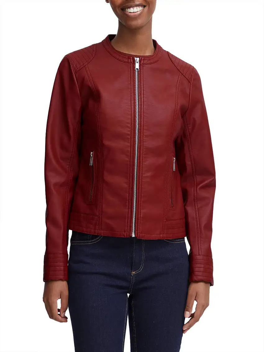 Giubbino di Pelle b.young Eco Byacom da Donna - Rosso