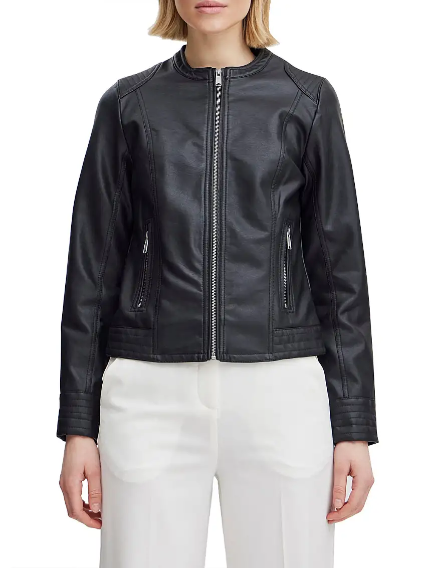Giubbino di Pelle b.young Eco Byacom da Donna - Nero