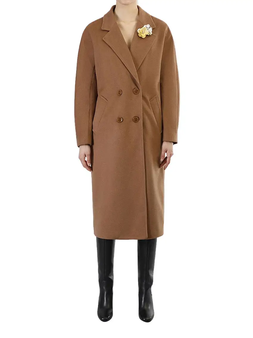 Cappotto CafèNoir Doppiopetto Kimono da Donna - Marrone