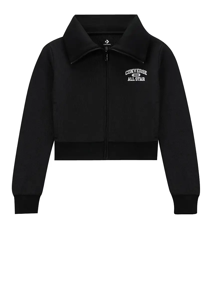 Felpa Zip Converse Heritage Track Cropped da Donna - Nero