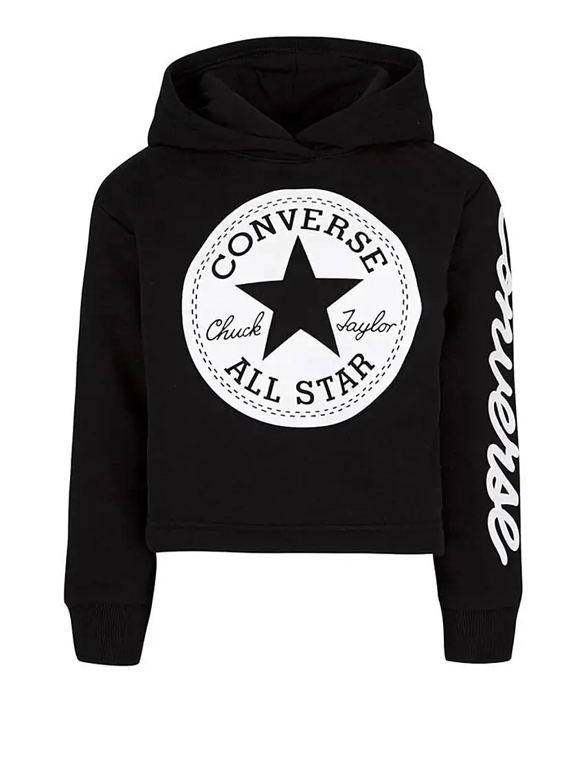 Felpa Cappuccio Converse Chuck Patch da Bambina - Nero