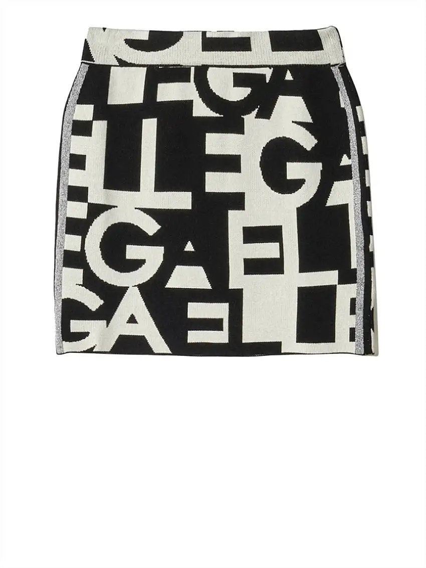 Gonna Mini Gaelle Logo Allover da Donna - Bianco Nero
