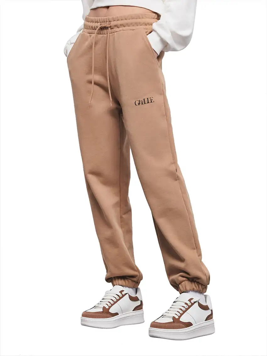 Pantalone Tuta Gaelle Con Logo da Donna - Beige