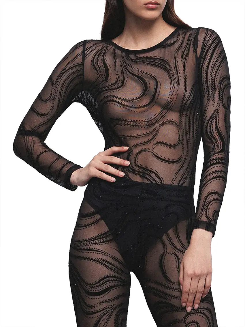 Body Gaelle Tulle Stretch da Donna - Nero