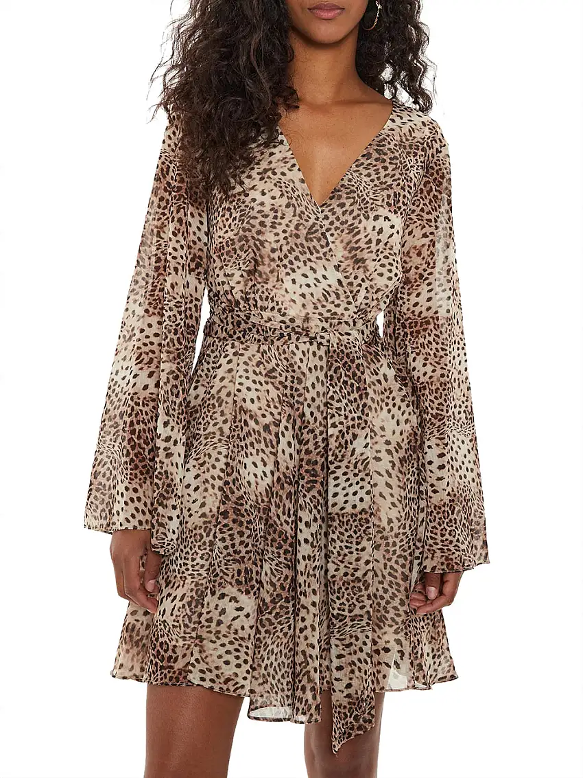 Vestito Mini Guess Laila Mini Flare da Donna - Marrone