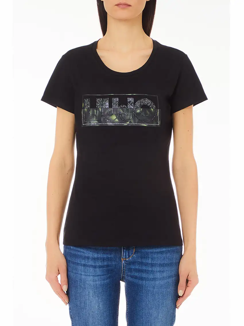 T-shirt Liu Jo Stampa Logo da Donna - Nero