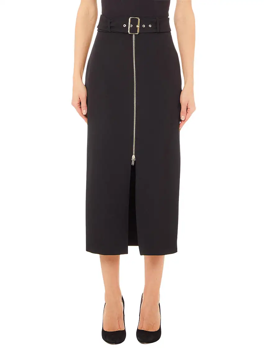 Gonna Longuette Liu Jo Con Zip da Donna - Nero