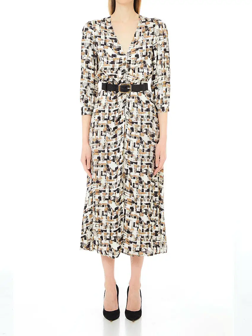 Vestito Longuette Liu Jo Raso Viscosa da Donna - Marrone