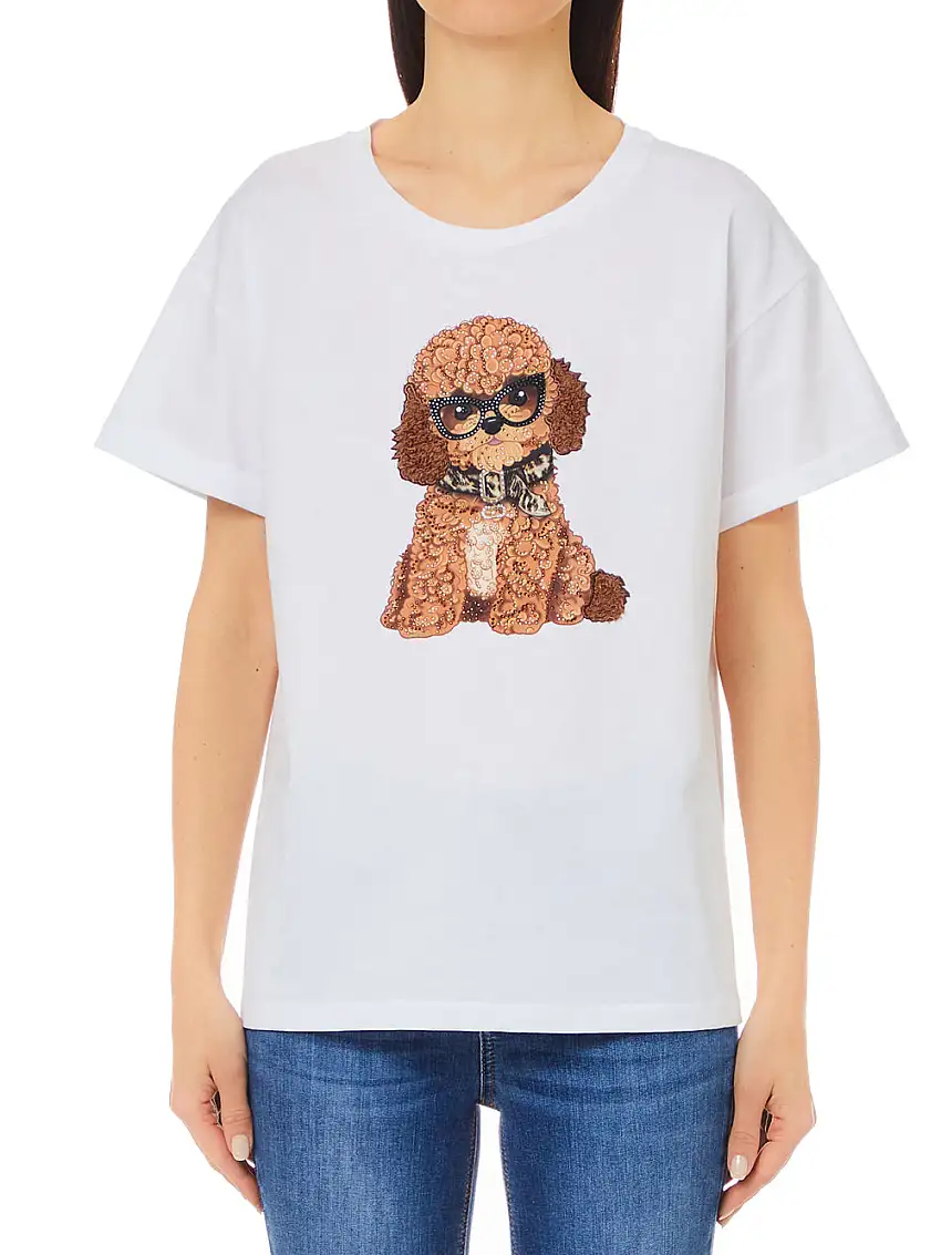 T-shirt Liu Jo Animals 3D da Donna - Bianco
