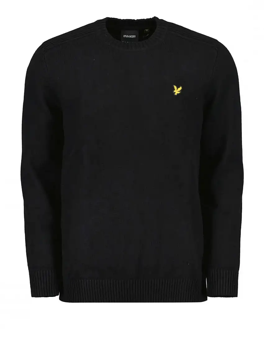 Maglione Lyle & Scott Shoulder Detail Crew da Uomo - Nero