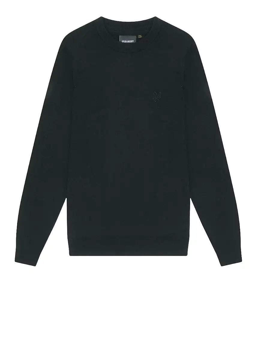 Maglione Lyle & Scott Tonal Eagle Merino Crew da Uomo - Nero
