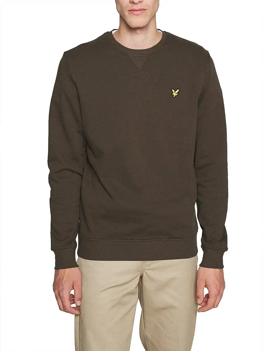 Felpa Lyle & Scott Brushed Back Crew Neck da Uomo - Verde