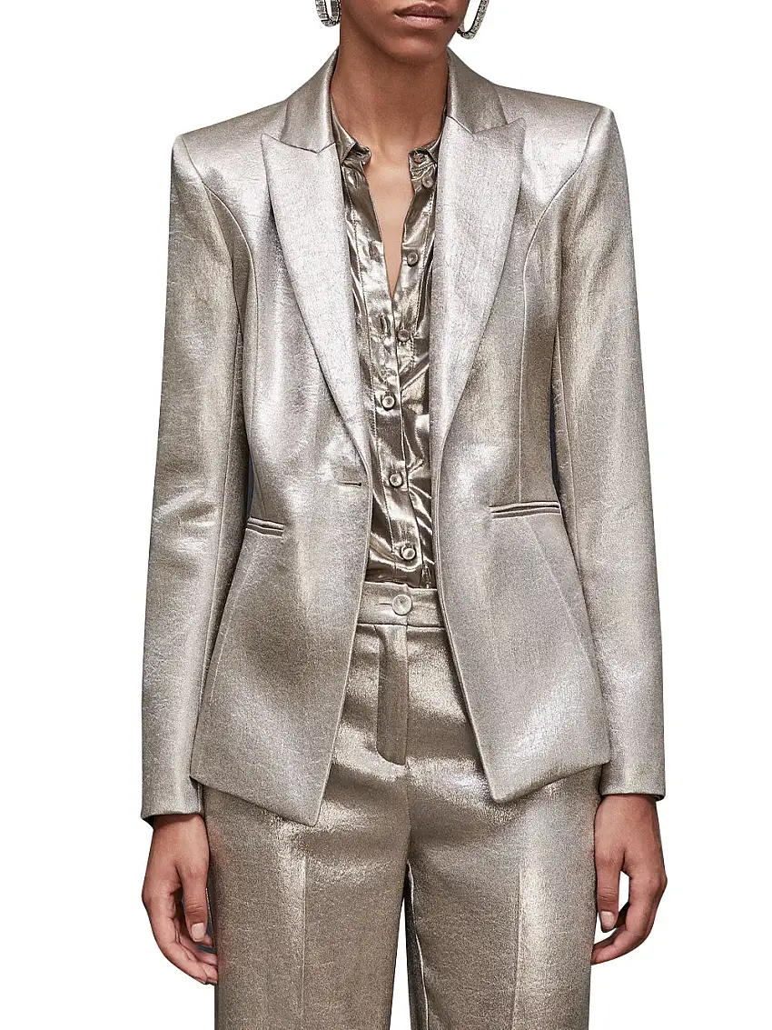 Blazer Patrizia Pepe Laminata da Donna - Oro