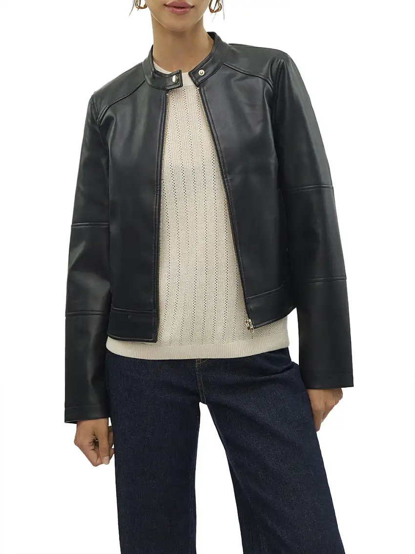 Giubbino di Pelle Vero Moda da Donna - Nero