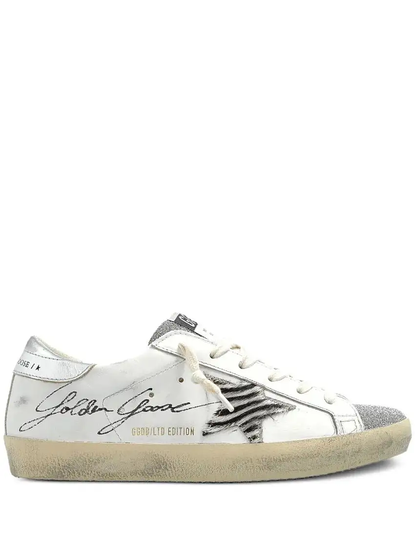 Super Star Leather Upper With Signature Crystal Toe And Tongue Zebra Horsy Star Laminated Heel 56615641