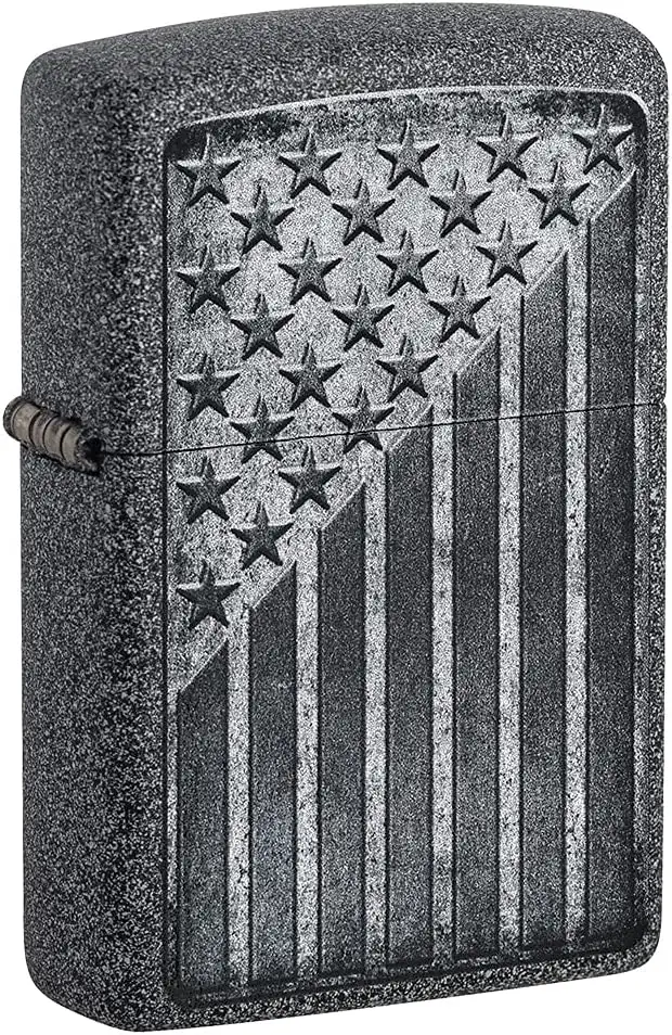 Zippo Antivento Ricaricabile Made In Usa Grigio 49485 STAR STRIPES USA