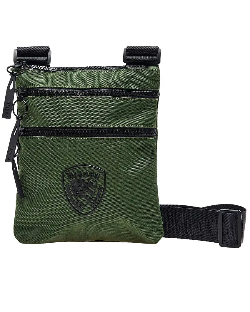 Blauer Nylon Crossbody BagBasic Camera Verde Uomo