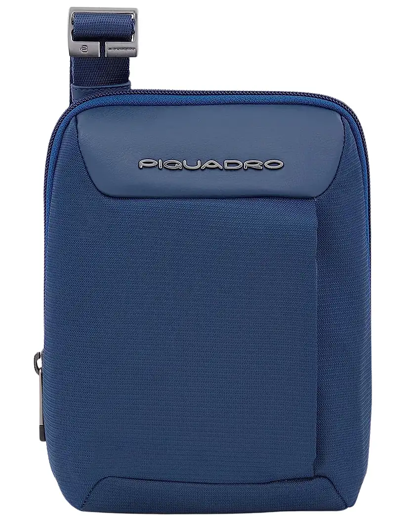 Piquadro Borsello Piccolo In Tessuto E Pelle Blu Uomo