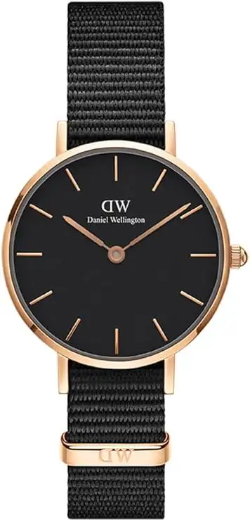 Daniel Wellington orologio petite 28mm 316L cinturino cornwall nero rose gold