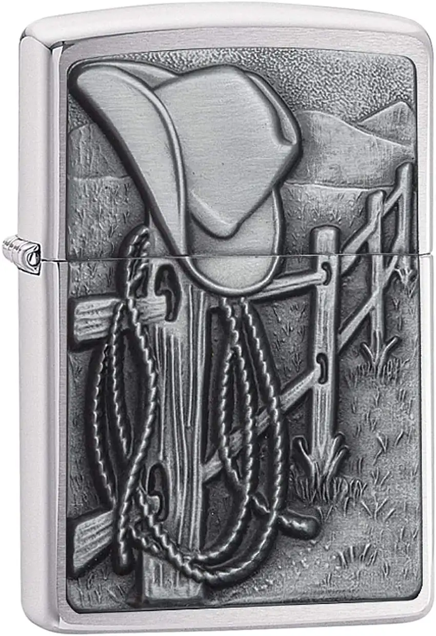 Zippo Antivento Ricaricabile Made In Usa Argento 24879 RESTING COWBOY