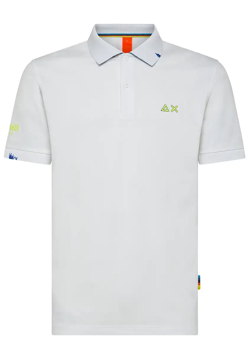 Sun68 Polo Logo Beach El in Cotone Bianco