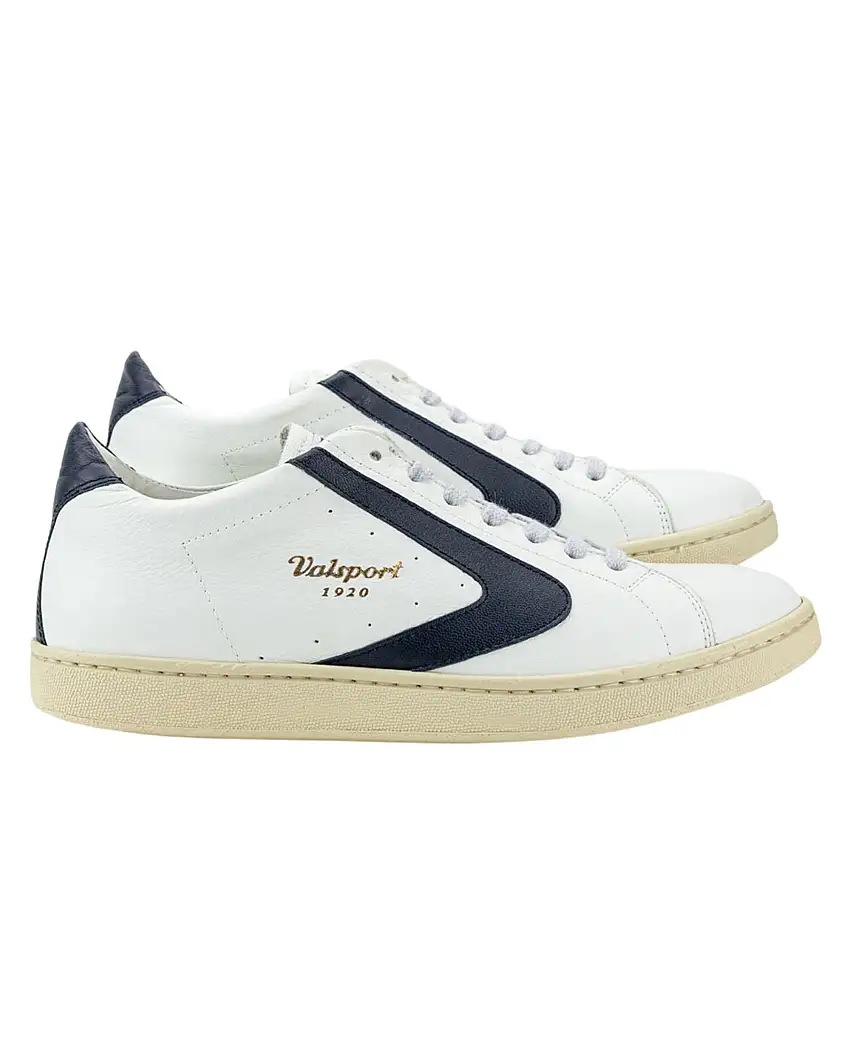Valsport Sneaker Bassa Tournament Classic In Pelle Bianco Blu Uomo