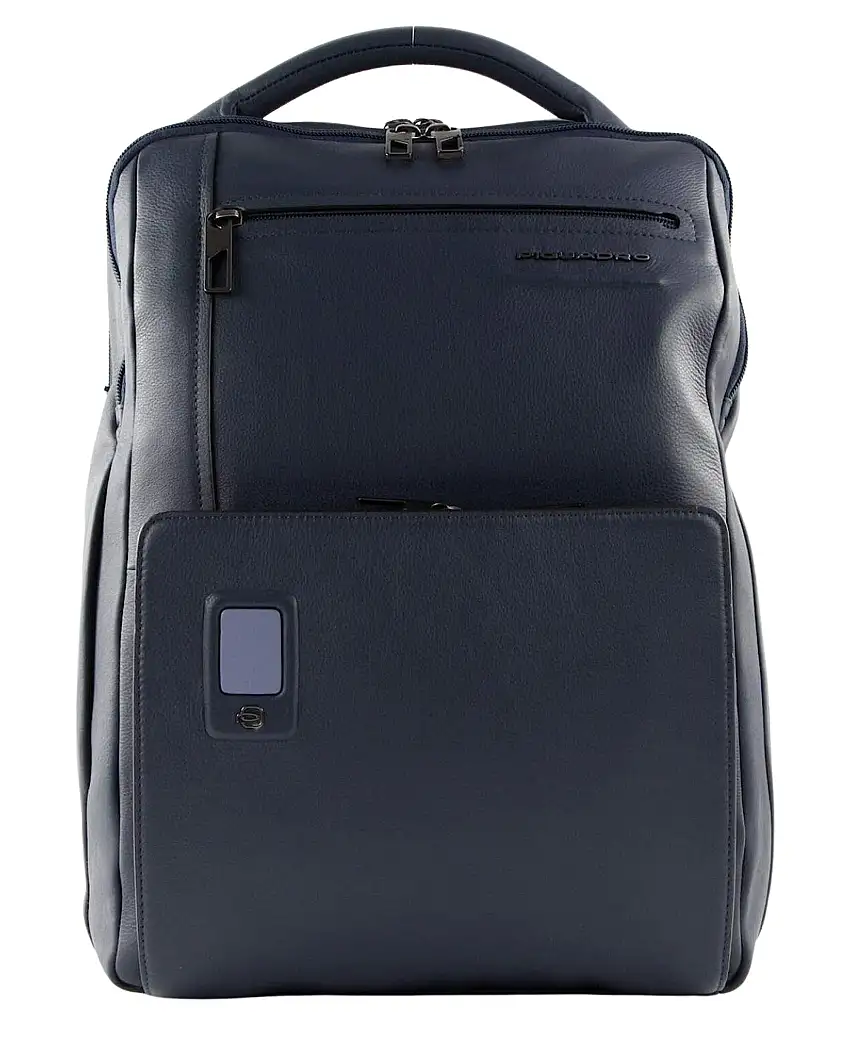 Piquadro Zaino Grande Akron per Uomo con tasca Porta Pc Blu in Pelle