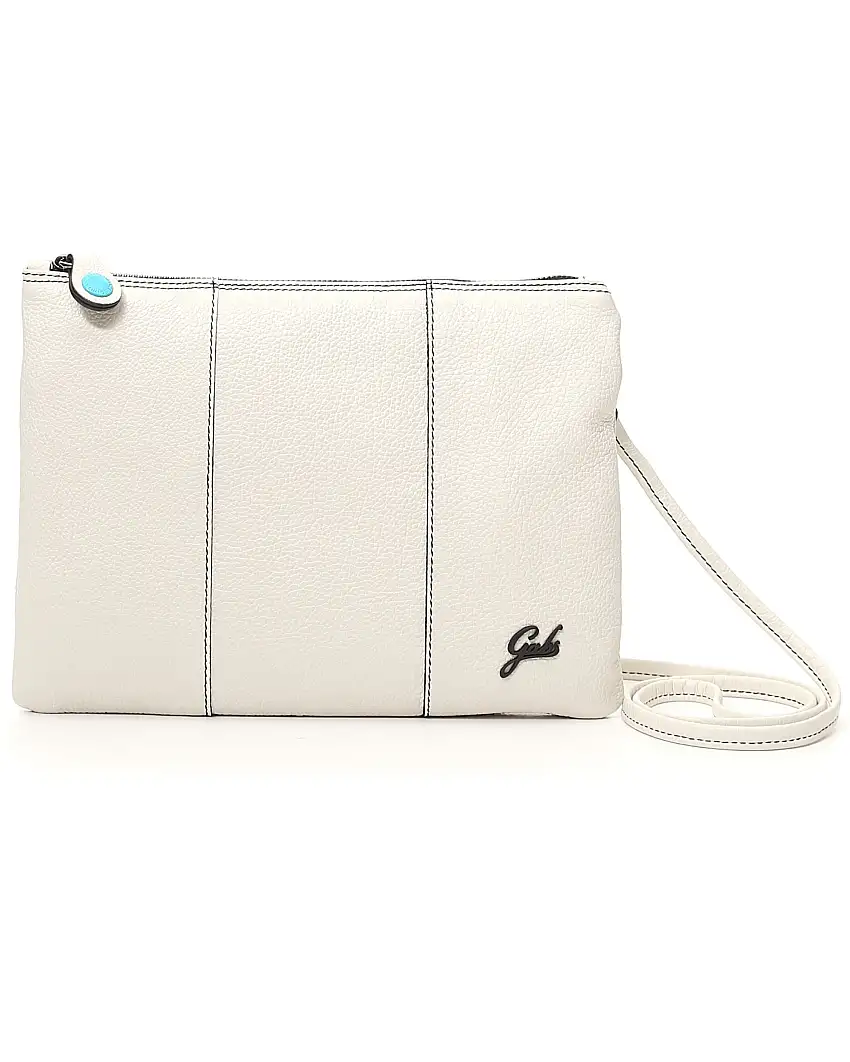 Gabs Borsa Pochette Beyonce M Pelle Bianco panna logo nero bull black