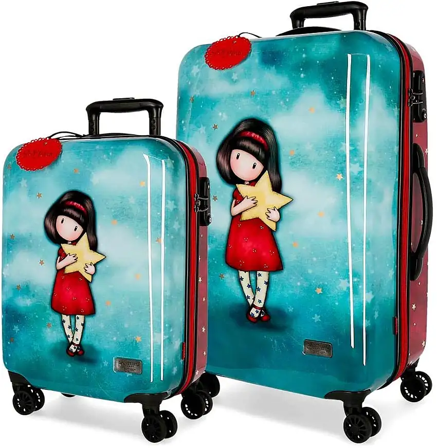Gorjuss Santoro Set 2 Valigie Cabina Abs Tsa 4 Ruote Azzurro Donna