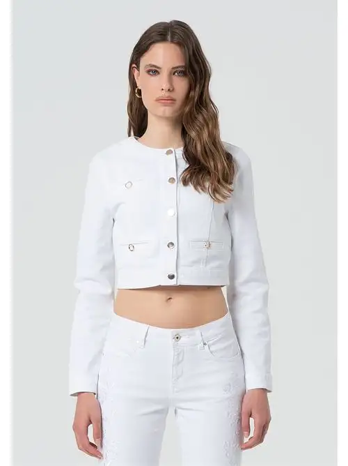 FRACOMINA BULL DENIM CHANEL JACKET WHITE 96398648