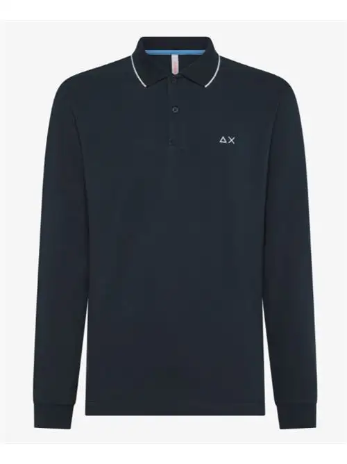 SUN68 POLO SMALL STRIPES ON COLLAR  L/S 94198257