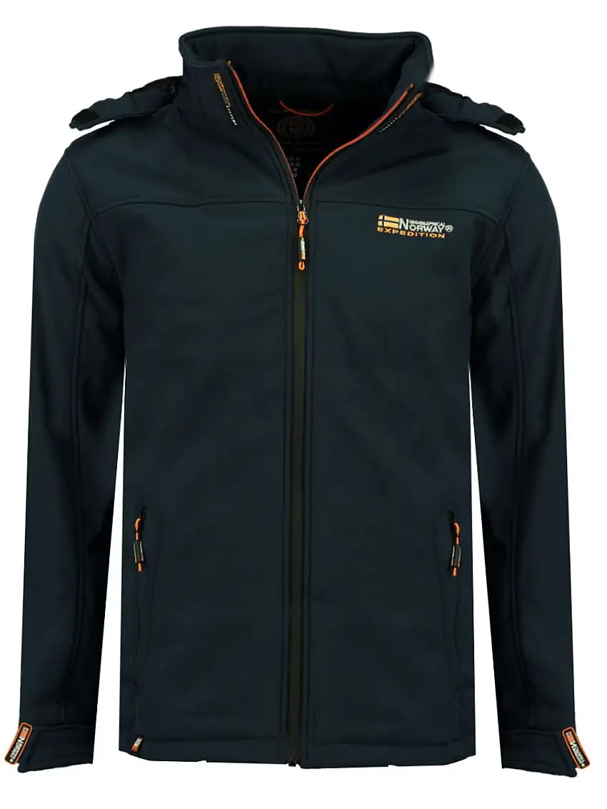 Geographical Norway Cappuccio Full Zip Antivento Softshell Giubbotto Outdoor Blu Uomo