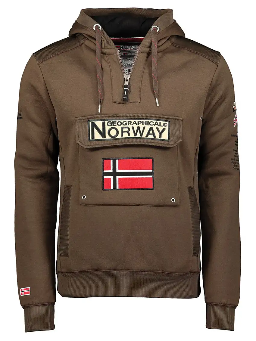 Geographical Norway Felpa Gymclass Cappuccio Marrone Uomo
