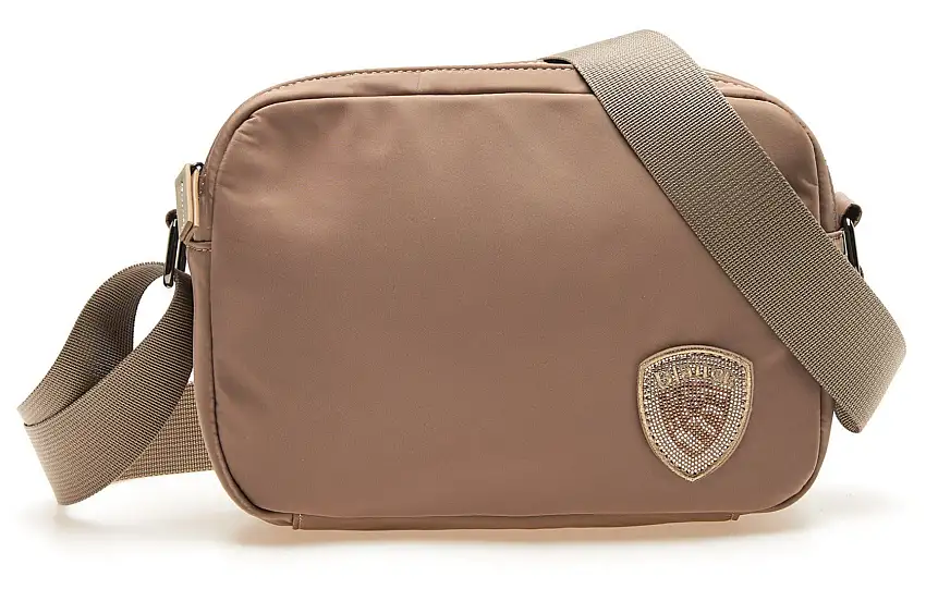 Blauer Borsa Camera Bag Mine01 Logo Scudetto con Strass Marrone Kaki Donna