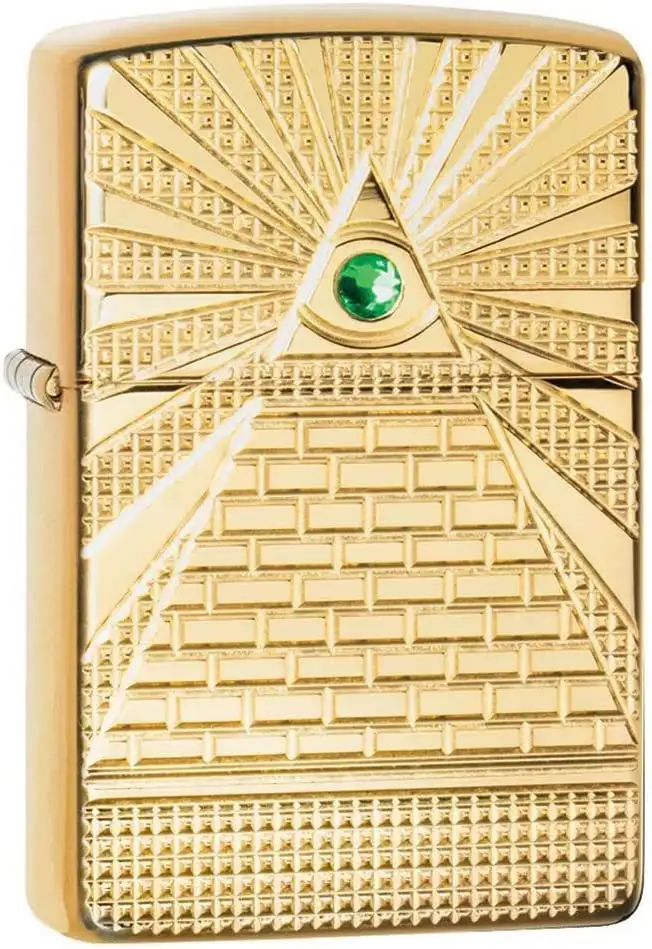 Zippo Antivento Ricaricabile Made In Usa Oro 49060 piramide occhio