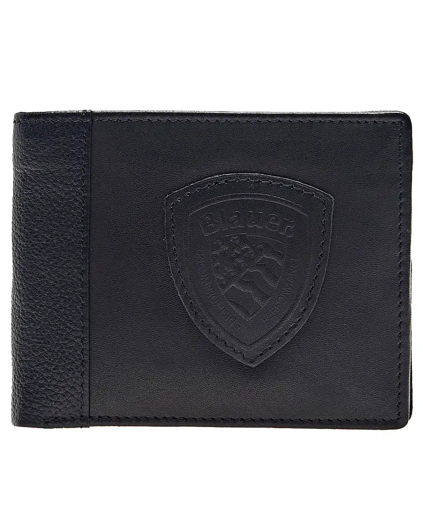 Blauer Portafoglio nero in pelle portamonete e carte - slot Card Uomo