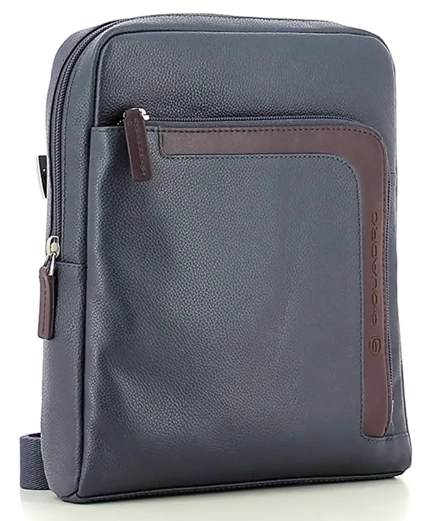Piquadro Borsa Tracolla Organizzata in Pelle Blu Uomo CA1358X1
