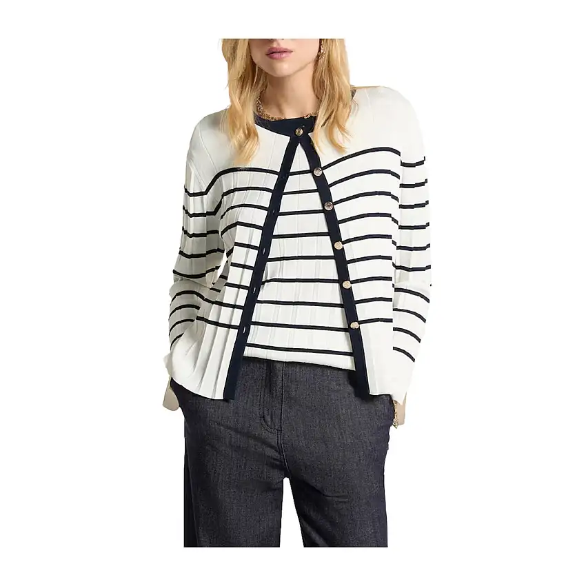 Cardigan Donna rigato con spacchi