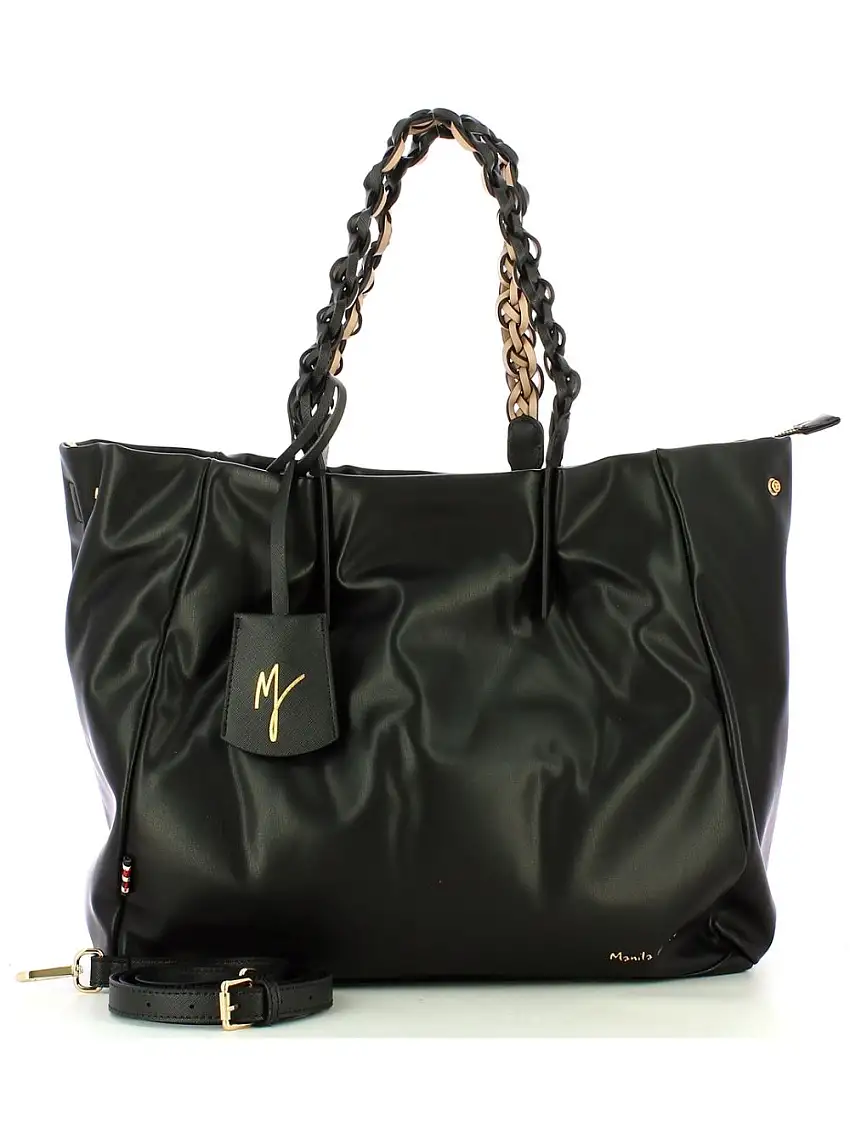 Manila Grace Borsa Jasmin Big Ecopelle Nero