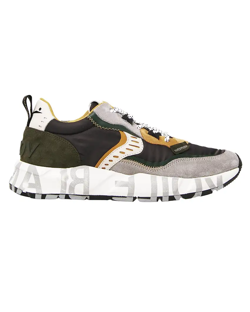 Voile Blanche Sneaker In Pelle E Tessuto, Suola In Gomma Grigio Uomo