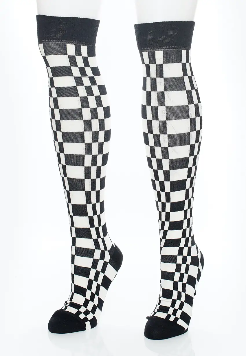 Fred Perry - Long Chequerboard Black/Ecru - Calzini