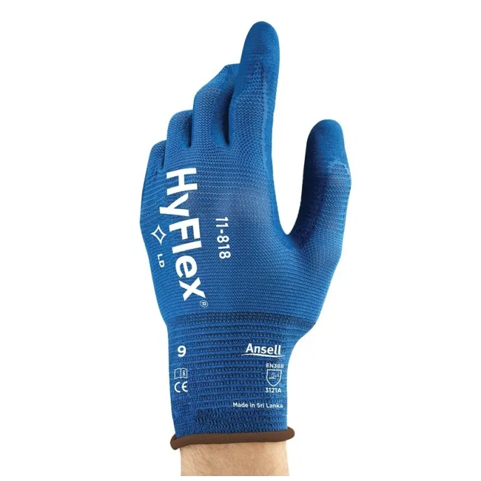 12 Paia - Guanti Da Lavoro ANSELL Hyflex Fortix 11-818