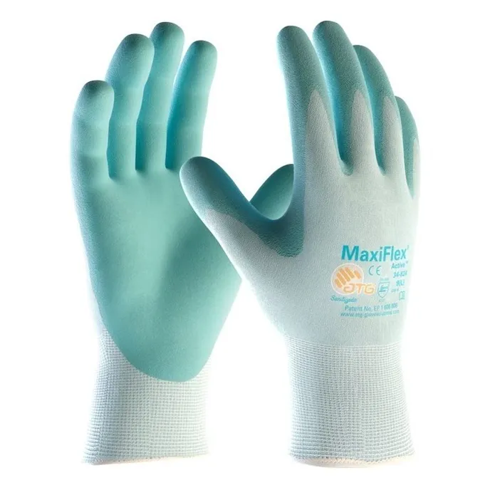 12 Paia - Guanti da Lavoro ATG Maxiflex Active in Nitrile 34-824