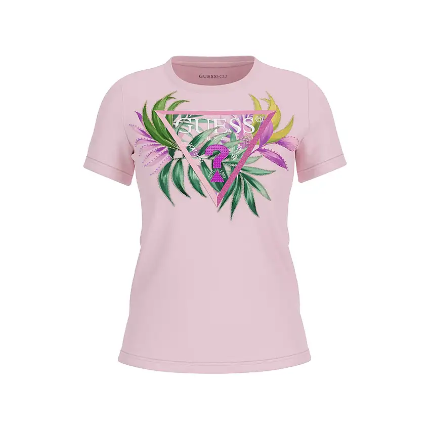 T-shirt Donna slim con stampa e strass