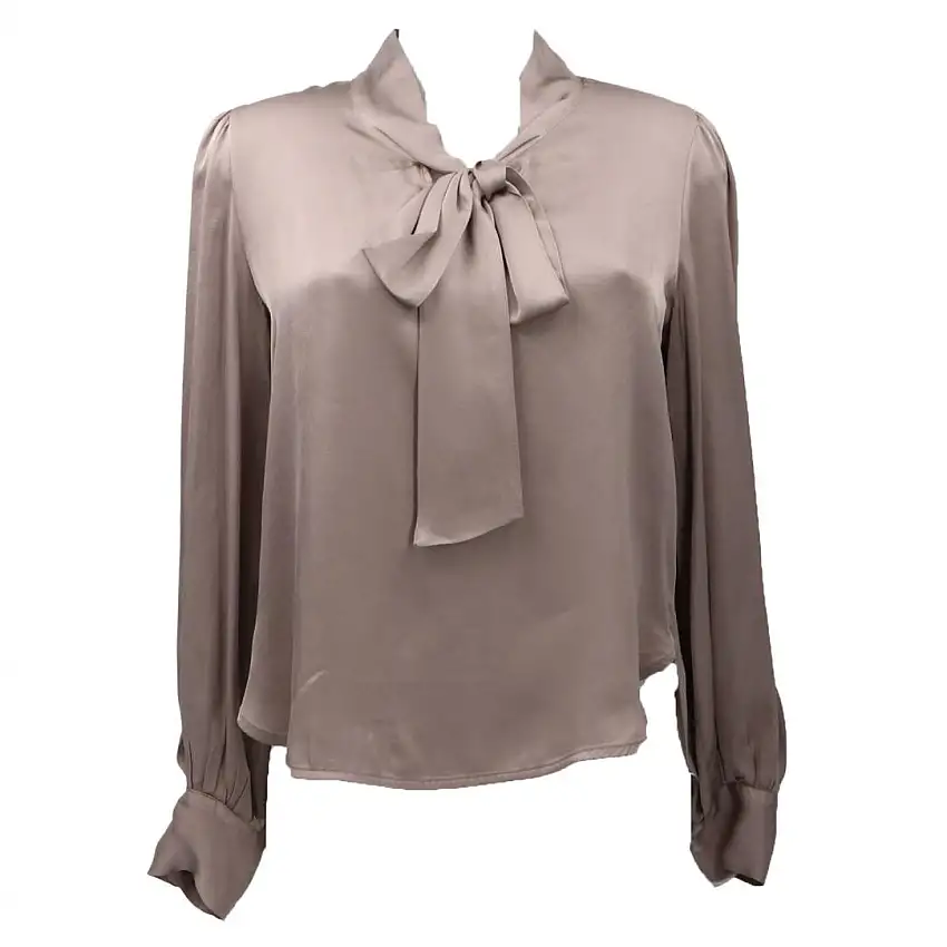 BLUSA FIOCCO COLLO Grigio Tortora